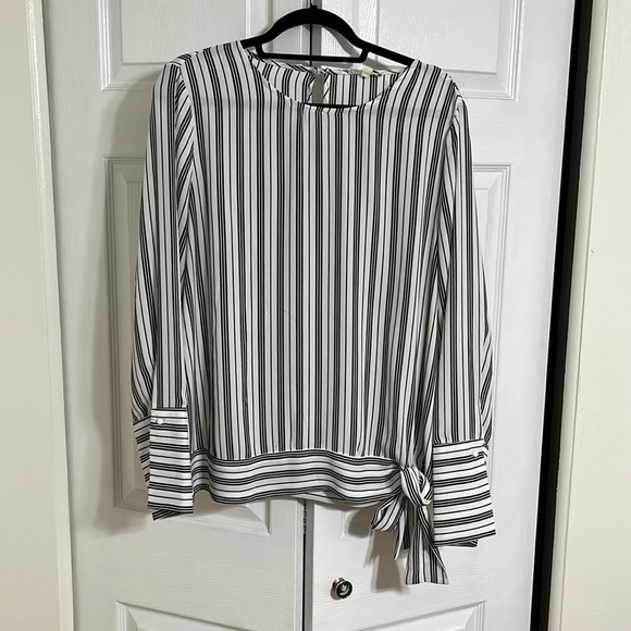Pleione Tops - Pleione Black and White stripe blouse